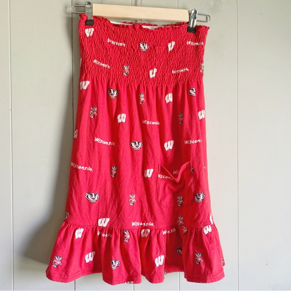 ES College Classics Ladies University of WI Badgers Red Smocked Tube Dress S